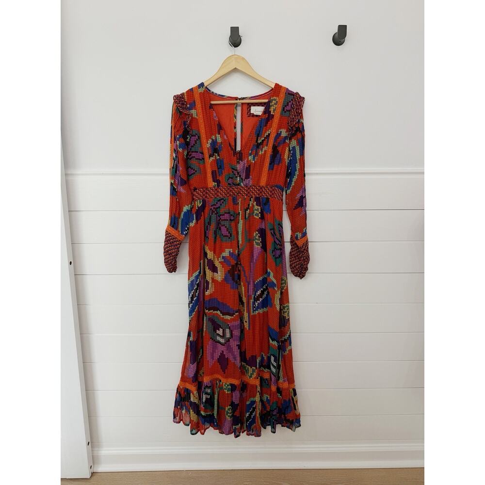 Women’s Anthropologie Tropical Maxi Dress Colorful Size Small S - Picture 2 of 9